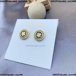Tory Burch Kira Enamel Stud Earrings in Black